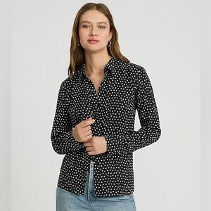Express Satin Polka Dot Portofino Shirt (Black)